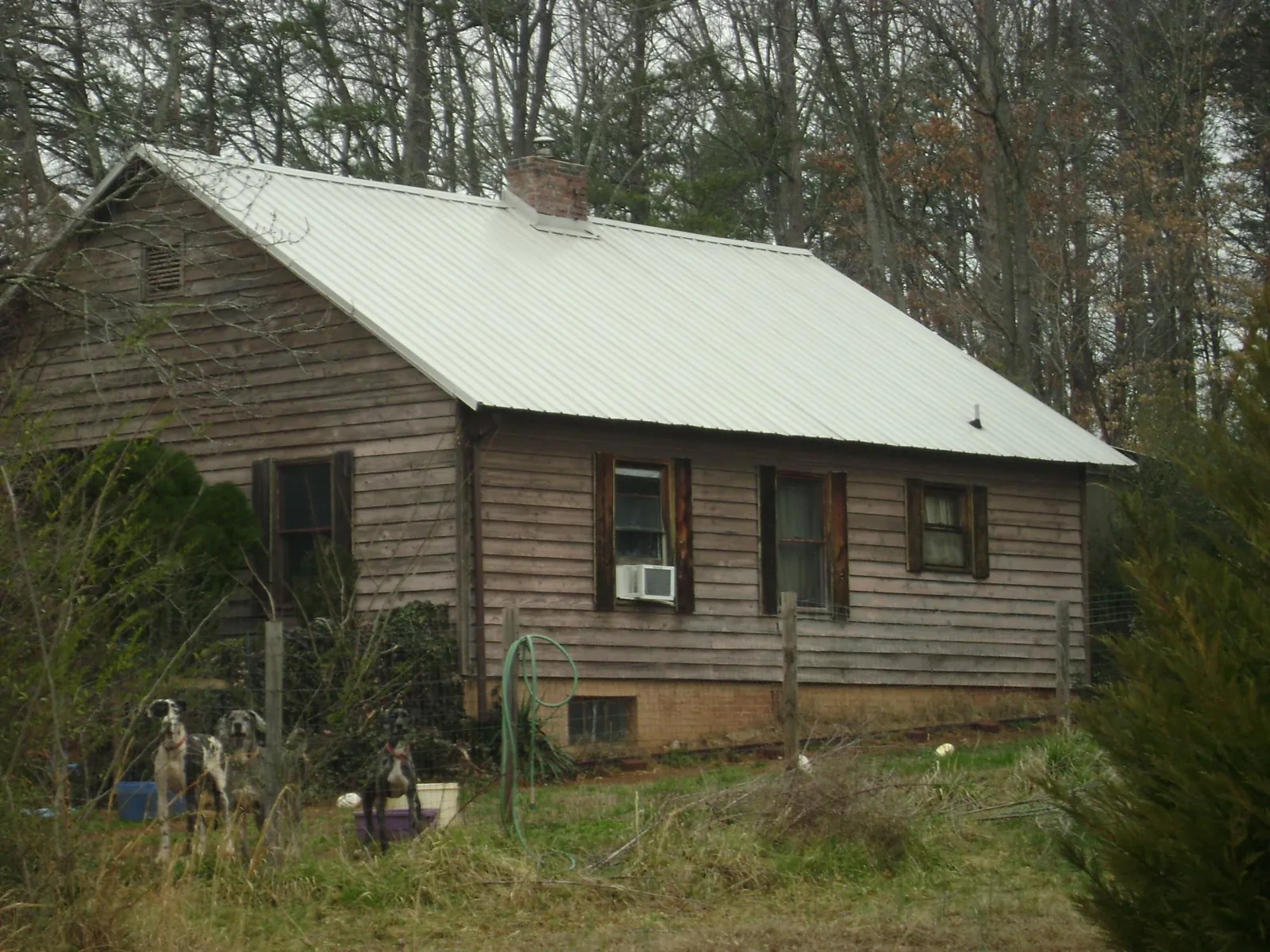White metal roof on an old wood sided farmhouse, from a Asphalt Shingle Roof Repair job in Chicago Ridge
